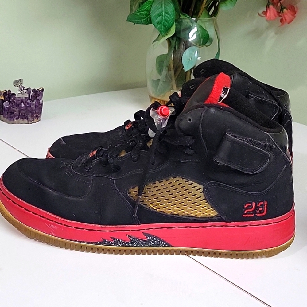 Nike Air Jordan Fusion 5 High Top Mens Size 11.5 45.5 Black Red Shoes 318608-062 - Picture 8 of 13